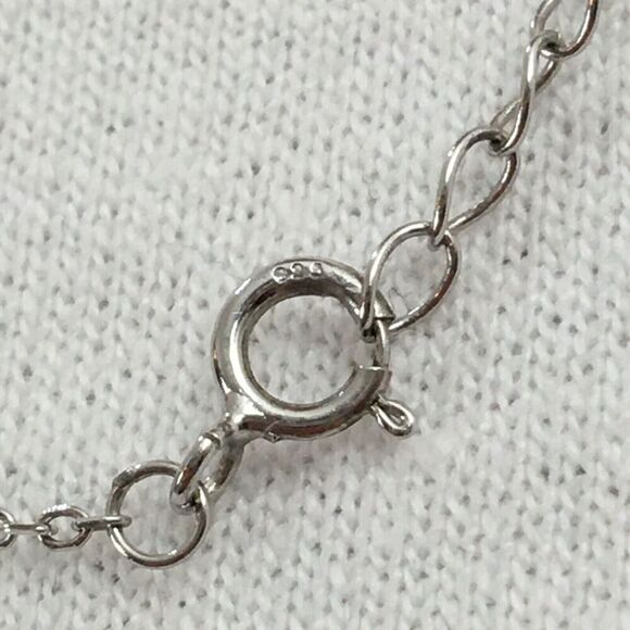 Sterling Silver Necklace Cubic Zirconia CZ 6mm Charm 17.5in Chain - Picture 4 of 16